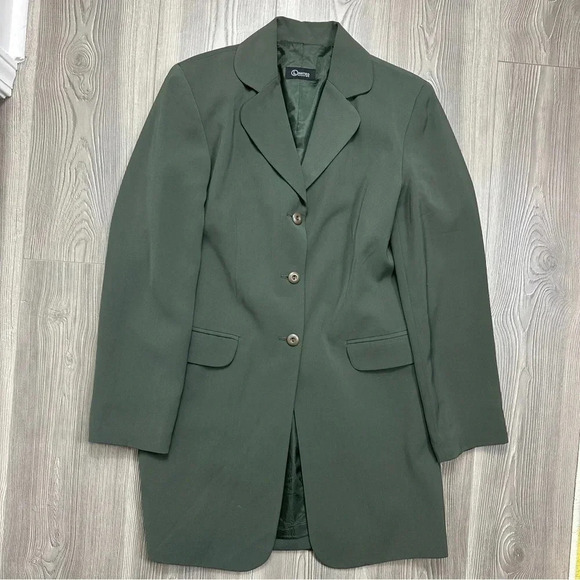 Olive Green Blazer Jacket with Shoulder Pads - Picture 5 of 6